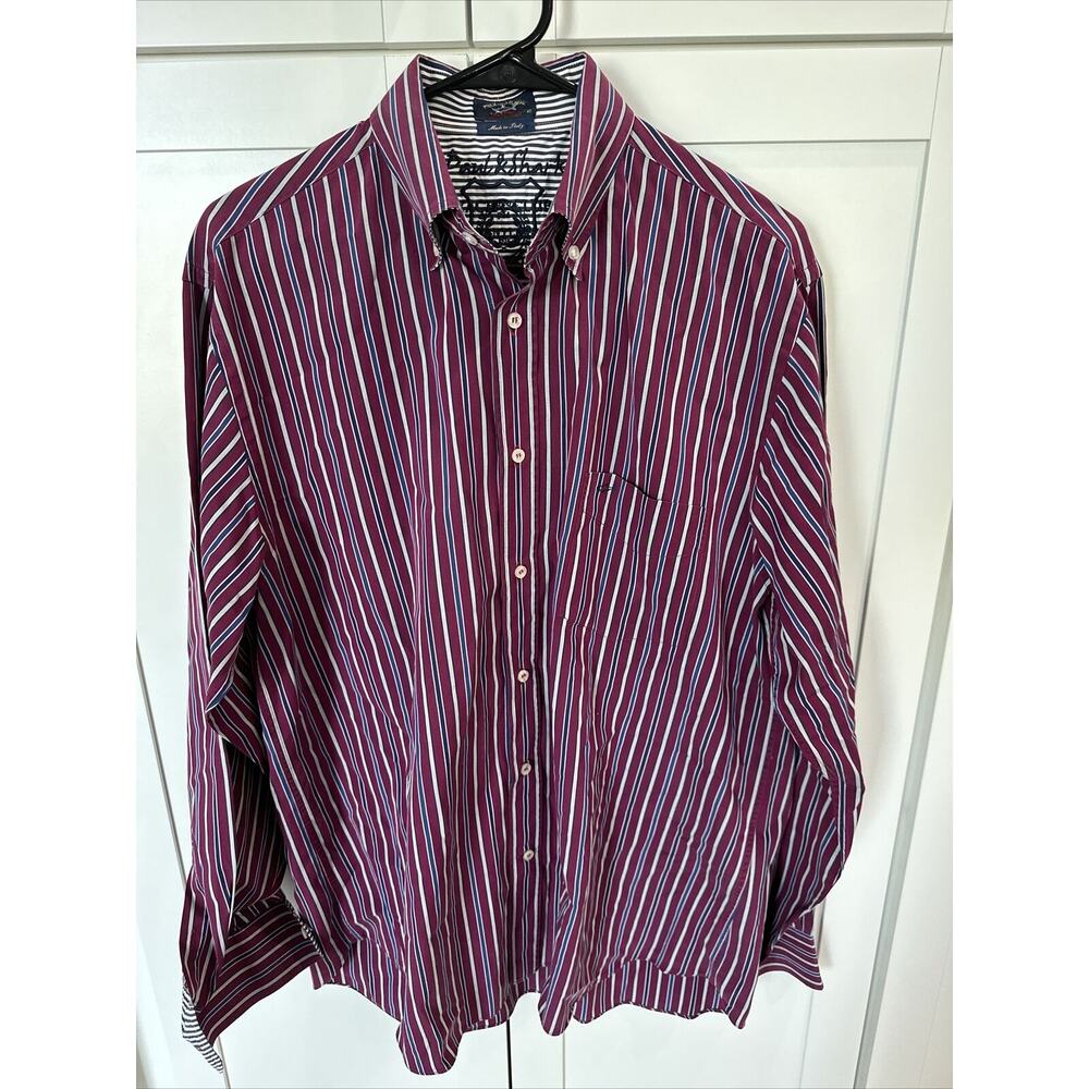 Paul & Shark Italy YACHTING Men's Long Sleeve Casual Shirt 42 Striped Flip Cuff